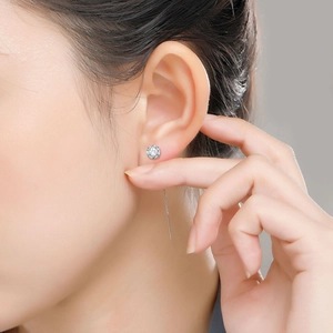 Elegant s925 sterling silver threader earrings featuring round brilliant cut zirconia