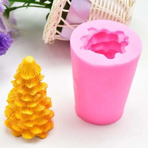 Pink silicone 3D Christmas tree mold for DIY cake decoration and chocolate mousse