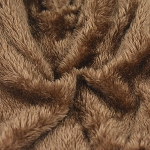 Close-up of soft brown faux fur lining showing plush texture and fiber details