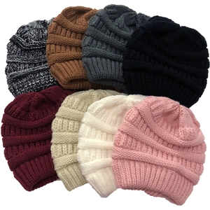Women's warm knitted beanies in multiple solid colors for winter and outdoor fashion