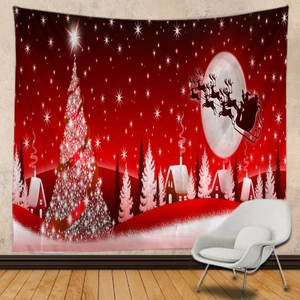 Tapisserie murale de Noël avec sapin et traîneau pour une décoration festive de chambre