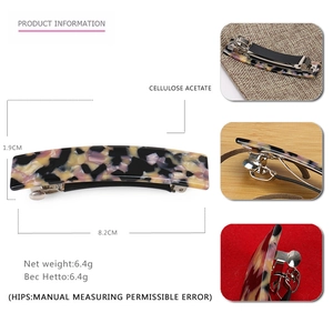 Dettagli del fermaglio per capelli in acetato leopardato da 8,2cm e chiusura a molla