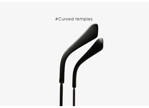 Detailed macro shot of curved black temples for vintage square gradient sunglasses