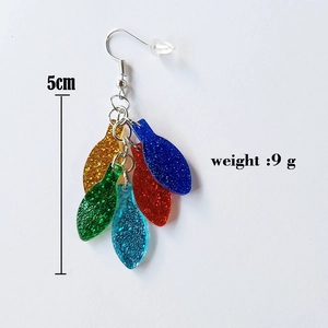Colorful 5cm neon light bulb string drop earrings for Christmas weighting 9g on white background