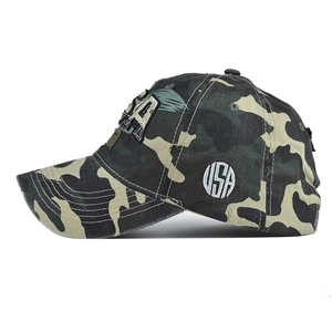 Vintage washed camouflage baseball cap with USA embroidery for a classic American style look