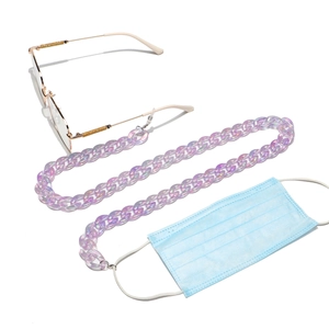 Purple acrylic iridescent multifunctional chain for glasses and masks on a white background