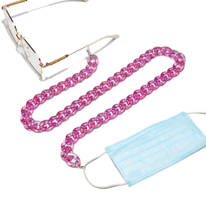 Purple acrylic chunky chain for glasses and face masks with metal lobster clasps