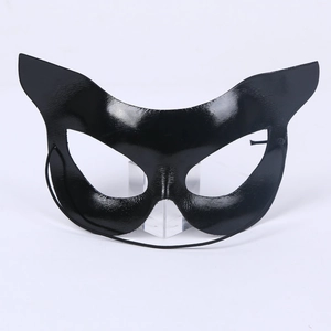 Cat Mask Half Face Masquerade Party Props Sexy Black PVC Plastic Cat Ear Costume Accessory For Halloween Women