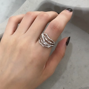 Minimalist 925 sterling silver multi-layer irregular open ring with organic texture