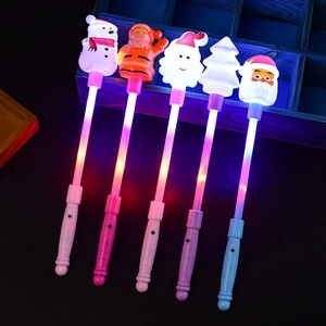 Light-up Christmas wands featuring snowman and Santa Claus designs in various colors