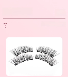 Detail showing four pieces of thick, fan-shaped black magnetic false eyelashes