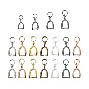 Detail view of pendant pinch bails in 4 sizes and 7 plating colors for jewelry making