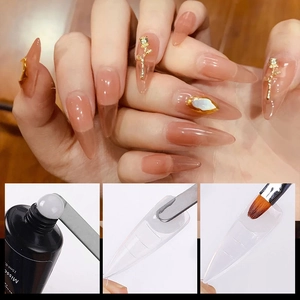 Poly gel nail extension kit with 15ml tube, clear scale molds, and application brush