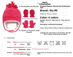 Pink fleece winter hat set with ear flaps, soft lining, and matching warm mittens