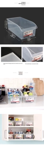 Detailed dimensions of transparent large plastic storage box with handle for kitchen organization