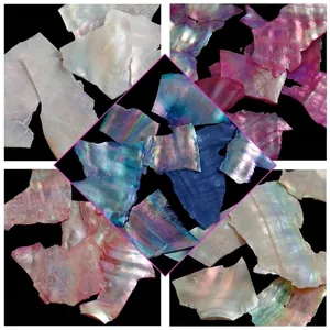 Irregular natural shell fragments for nail art and DIY crafts in mixed aurora colors