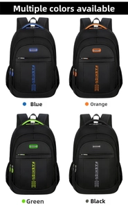 Detail showing oxford fabric backpacks in four color accents with fashion sport design