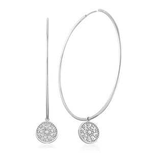 Minimalist S925 silver hoop earrings featuring artistic circular relief charms