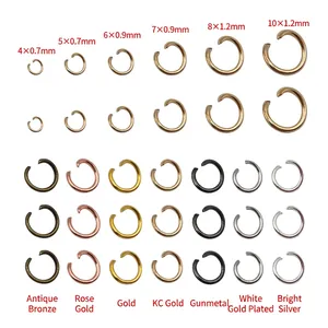 Assorted jewelry jump rings in seven metal finishes and six sizes for DIY necklace making