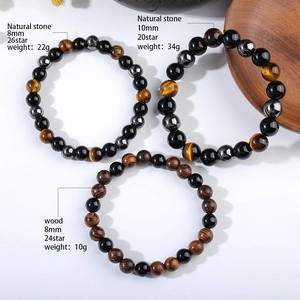 Tiger eye and sandalwood beaded bracelets in 8mm and 10mm sizes for men and women