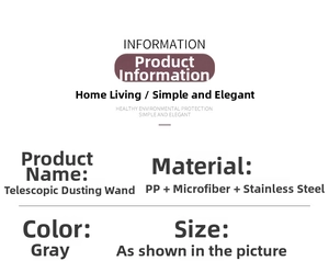 Specifications of the gray telescopic duster made of PP, microfiber and stainless steel