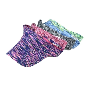 Women colorful cotton blend sun visors for beach travel in various space-dye patterns
