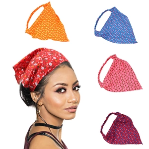 Triangle Headband Scarf For Women Elastic Floral Star Print Boho Bandana Hair Accessories For Beach Outdoor