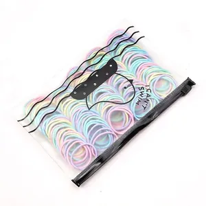 500 Pcs pack of colorful elastic hair bands for girls in macaron shades with storage bag