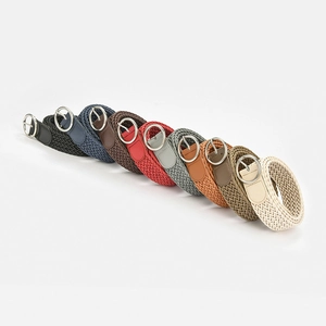 Women braided wax rope belts in multiple candy colors with round metal buckles