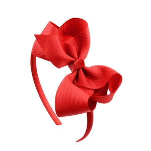 Classic 4-inch red grosgrain ribbon bow headband for girls, handmade hair accessory