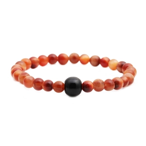 Bracelet pour hommes en perles d'œil de tigre solaire et obsidienne sur fond blanc épuré