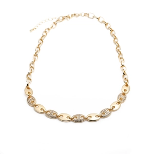 Hip Hop gouden koffieboon ketting met fonkelende zirkonia stenen en karabijnsluiting