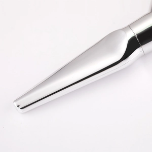 Polished silver metal large foundation brush with sleek streamlined handle design