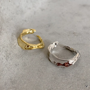 Irregular liquid lava style 925 sterling silver open rings in gold and silver finish
