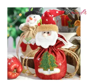 Detail of Christmas gift bags with 3D Santa, Snowman and Reindeer embroidery designs