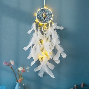 Traumfänger Handgefertigt Feder Holzperlen Wanddekoration Boho Stil Ethnische Wandkunst Für Schlafzimmer Büro Deko