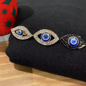 Evil Eye Brooches Pin Alloy Rhinestone Enamel Fashion Jewelry Protective Amulet Accessory For Women Trendy Style Chic
