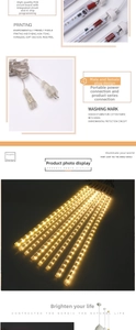 Detail of outdoor solar meteor shower LED lights showing PCB chip and male-female plug connector