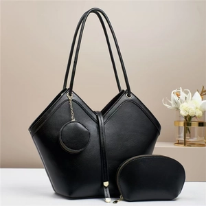 Vintage Women Tote Bag Large Capacity PU Leather Handbag With Round Pouch And Clutch V-Shaped Opening Casual Elegant
