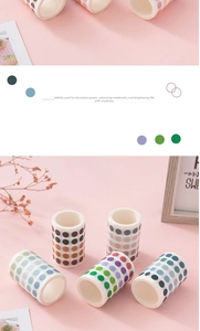 Close-up of colorful gradient dot washi tape for creative journal DIY and scrapbooking