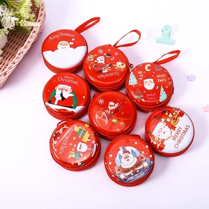 Roter Weihnachts-Münzbeutel aus Weißblech für Kinder mit Reißverschluss und Motiv