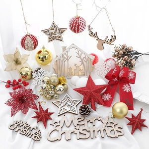 Festive Christmas tree DIY decoration kit with colorful baubles and wooden star pendants