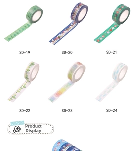 Detailed display of six Christmas Washi tapes featuring trees and snowflakes designs