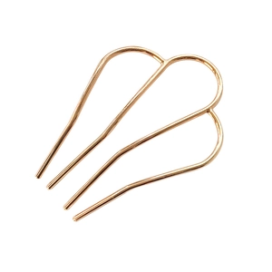 Minimalist M-shaped rose gold metal hair pin hair fork for elegant French bun styling