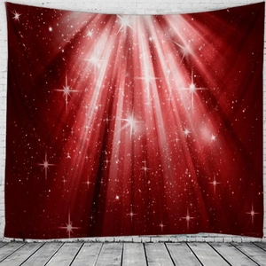 Christmas wall tapestry with dreamy red starry sky and radiant light beams for room decor