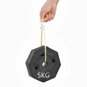 White heavy duty plastic hanger connector hook holding a 5kg weight showing load capacity