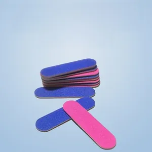 Dual-sided pink and blue nail file with round ends for precise shaping and smoothing