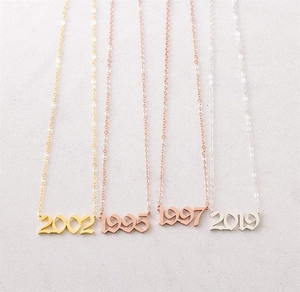 Customized year necklaces in gold, rose gold and silver finish with O-chain links