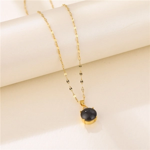 Golden titanium steel necklace featuring a temperature color-changing black drop pendant