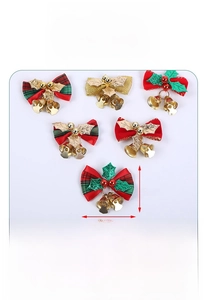 Detailed size specifications for red and gold Christmas bow bells with plastic material